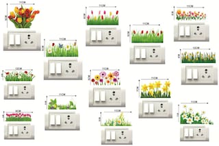 Decor Villa Flower  Wall Sticker & Switch Board Sticker ( Set OF 13 )