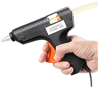 Shopper52 Hot Melt Plastic Glue Gun (Black) with 2 Glue Sticks for School Kids Art Craft Home Industrial Use Decorating Purpose - HTGLVEGN