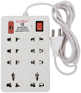 kaltron VE102 Multi Pin White Extension Board ( 2.5 m , 8 Socket , 1 Switches)