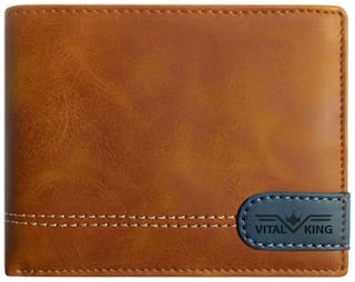 VITAL KING Men Tan Synthetic Leather Solid Bi-Fold Wallet