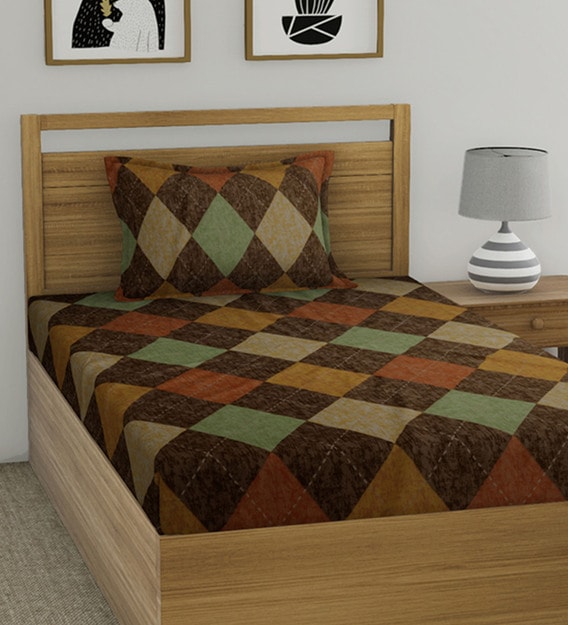 Polyester 100TC Single Bedsheet with 1 Pillow Cover