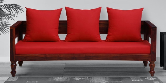 Siramika Solid Wood 3 Seater Sofa In Honey Oak Finish
