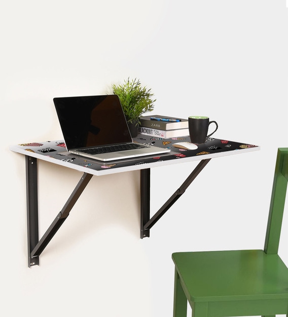 Digital Printed Wall mount Study Table in Multicolour