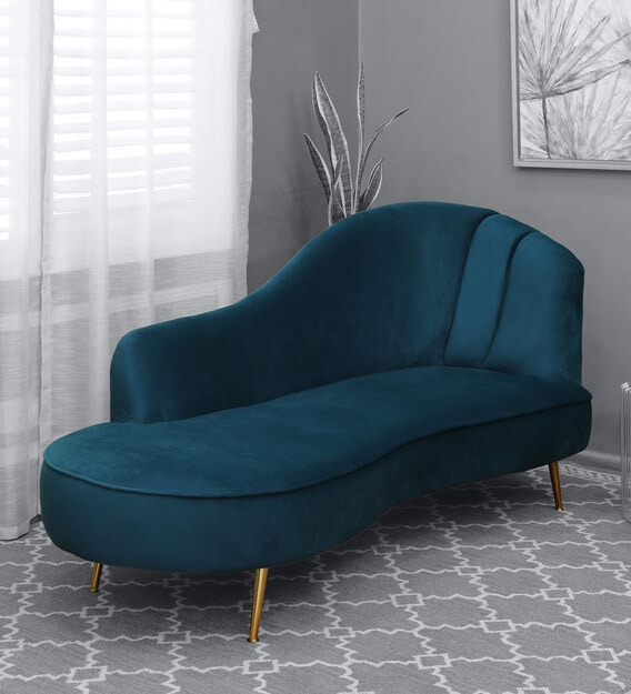 Canedo Chaise Lounger In Teal Blue Colour