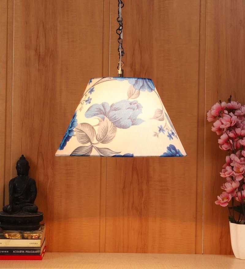 White And Blue Fabric Single Hanging Light