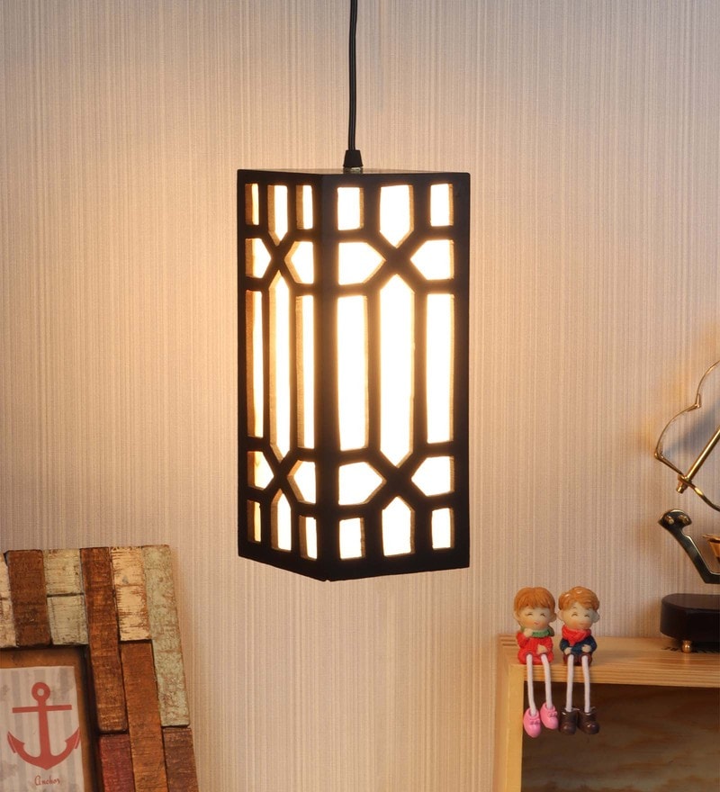 Brown Wooden Single Hanging Light
