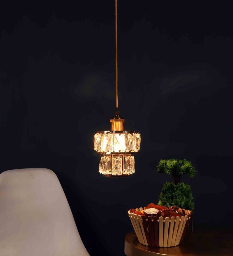 Pellucid Golden Metal Single Hanging Light