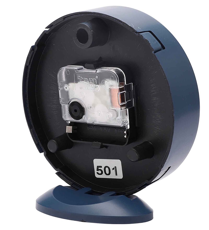 Round Mini Analog Blue Plastic Table Clock"byEximDecor