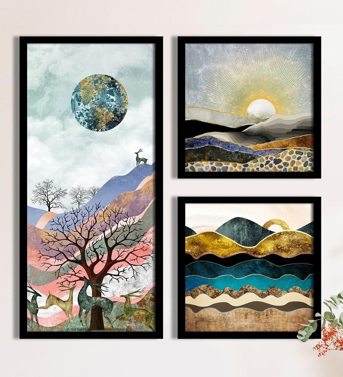 Nature'S Glow Black Plastic Framed Wildlife Art Print, By Art Street