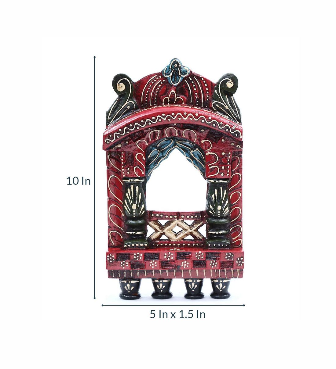 Solid Wood Jharokha in Red, By Craft Tree