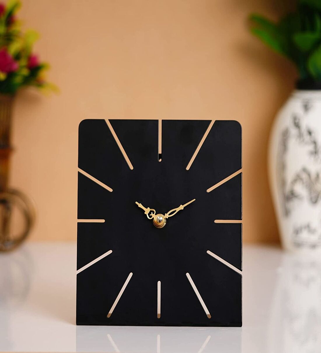 Simplest Square Analog Iron Table Clock, By The Next Decor