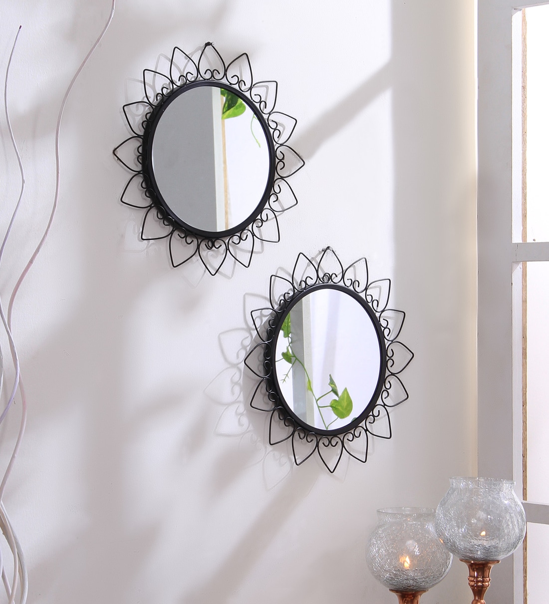 Black Metal Mirror Sets, By Hosley