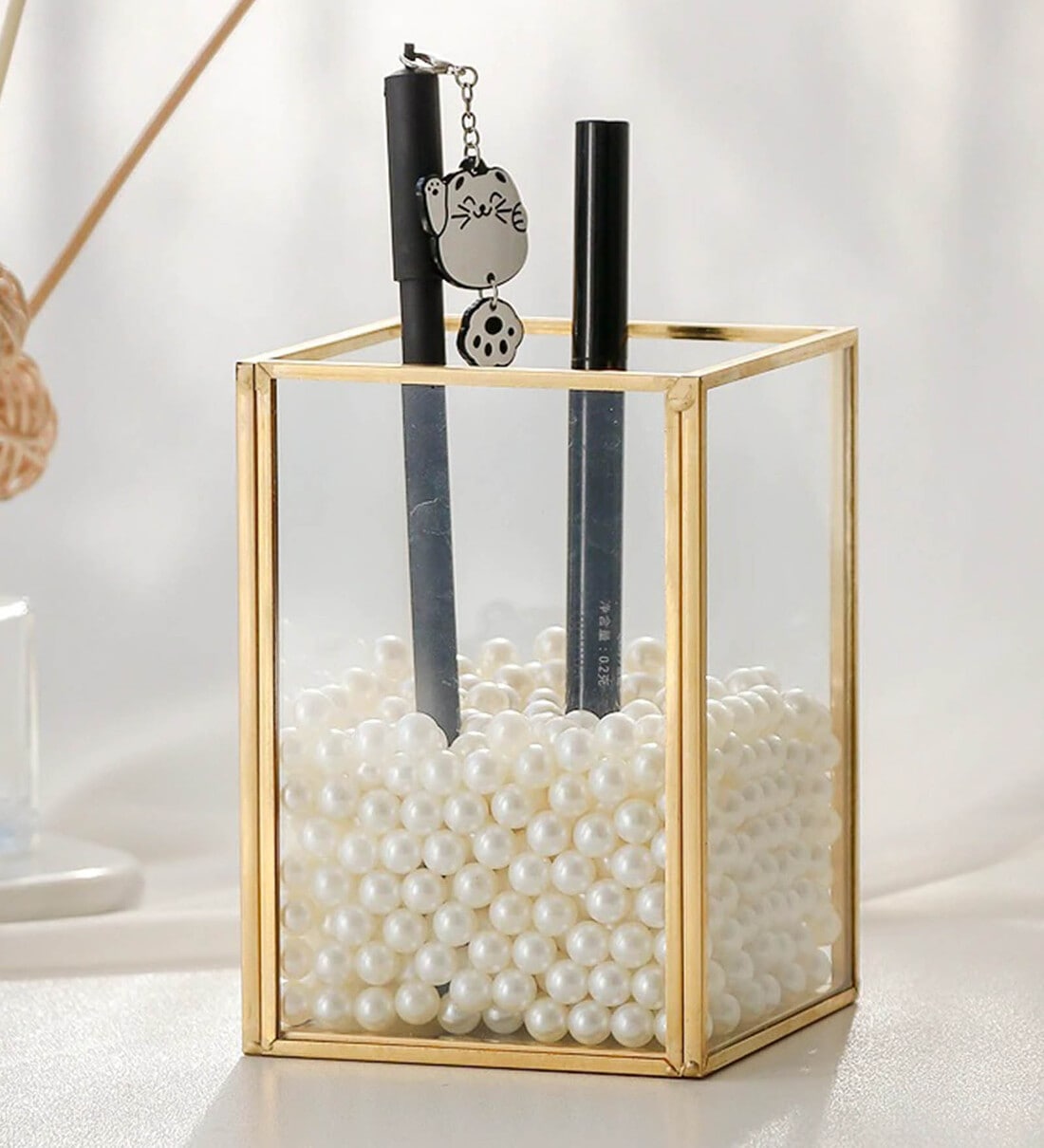 Golden Metallic Multipurpose Desk Organizer, By Lamjum