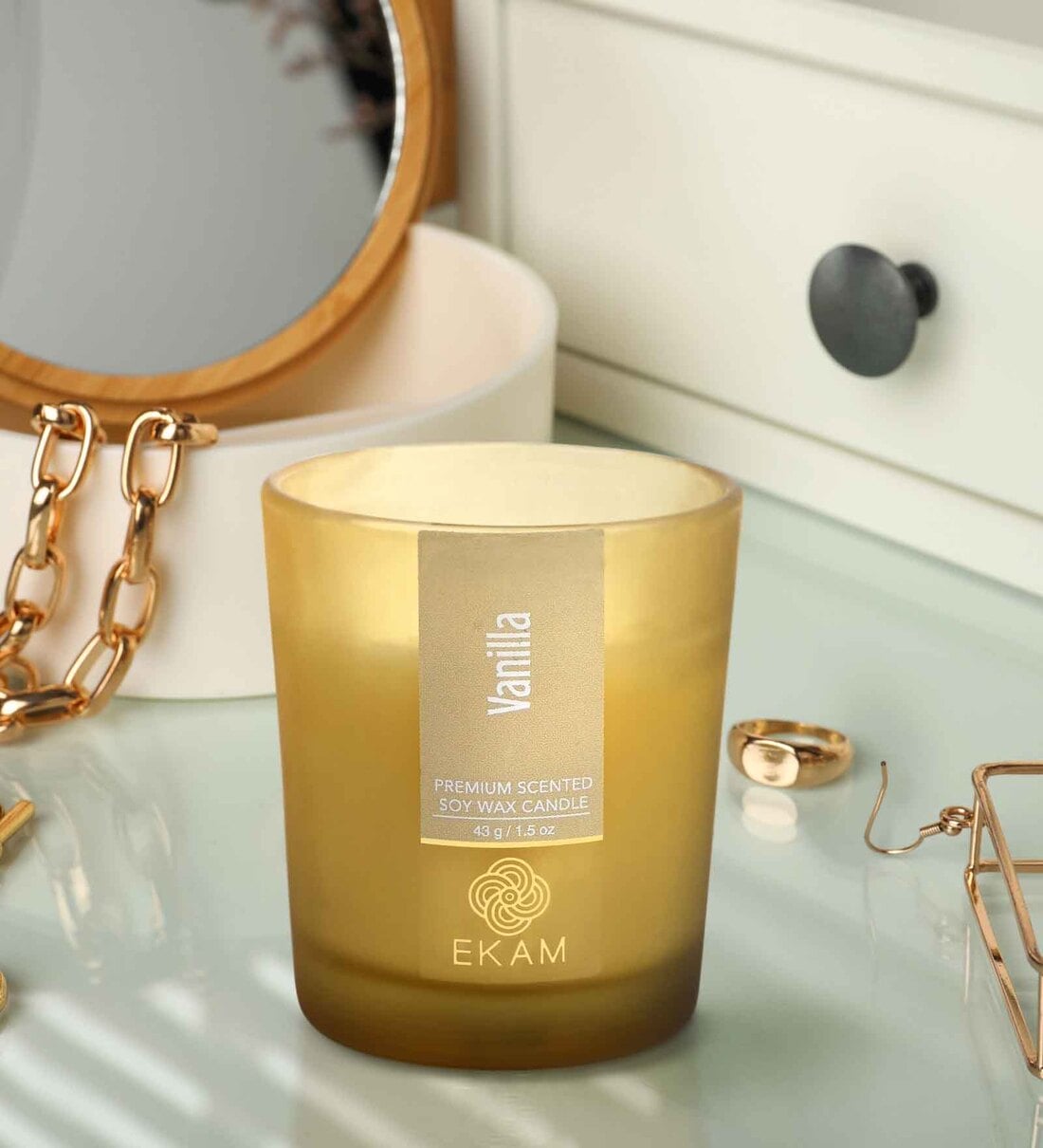 Vanilla Shot Glass Soy Wax Scented Candle, By EKAM