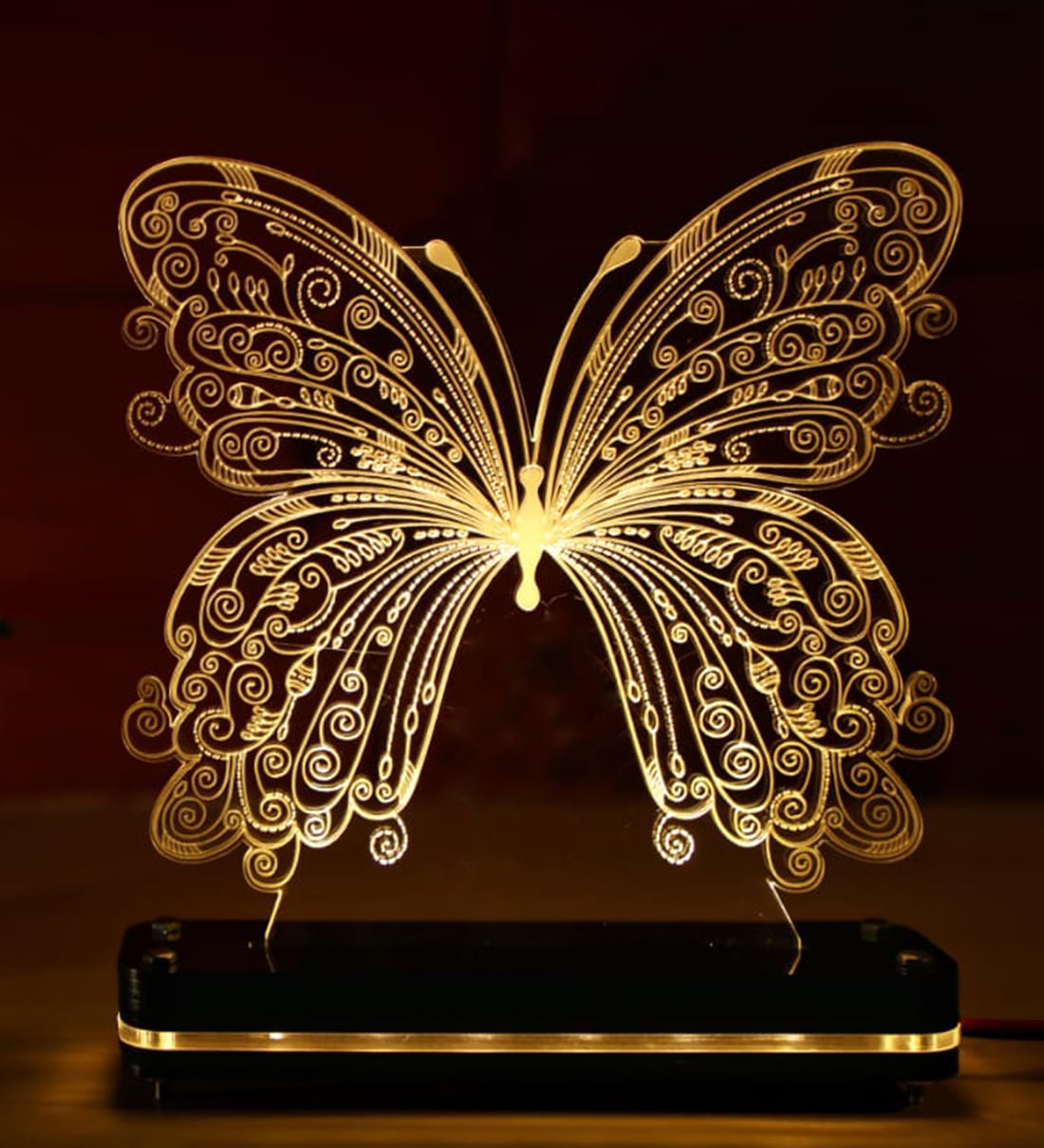 Butterfly ABS P3D Acrylic Butterfly Illusion Aesthetic LED Lightlastic Table LED Light Showpiece, By LIT Lamps
