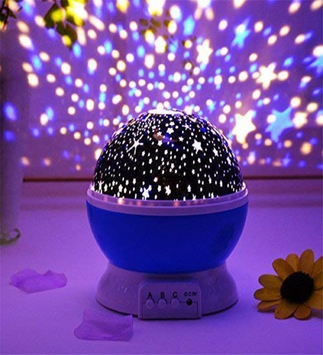 Purple Star Rotating Projector Night Table Lamp, By Skylofts