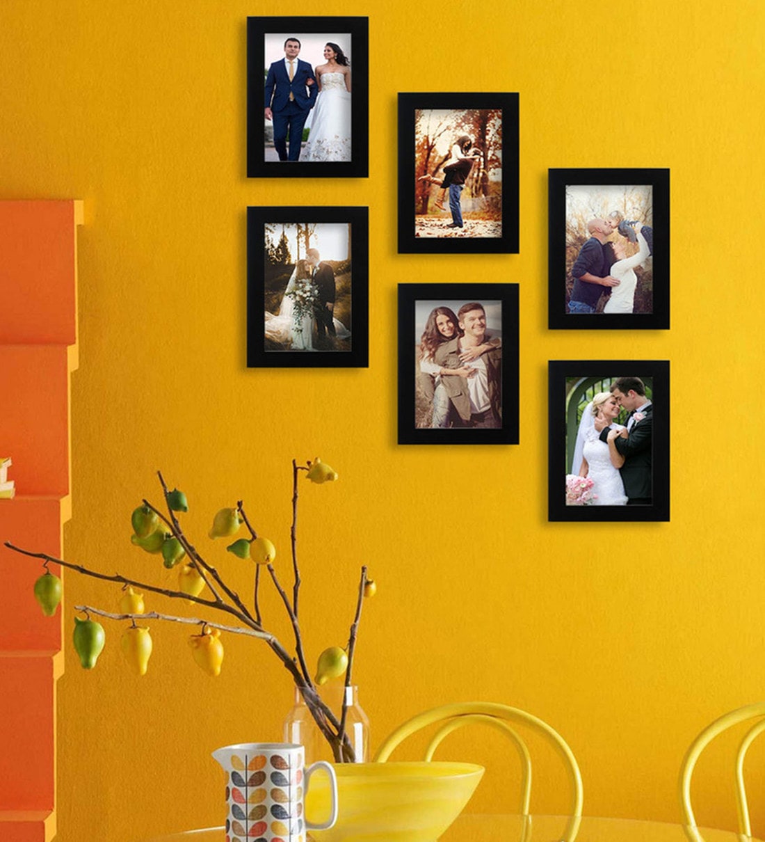 Black Synthetic Wood Set Of 06 Individual Photo Frames, By Random