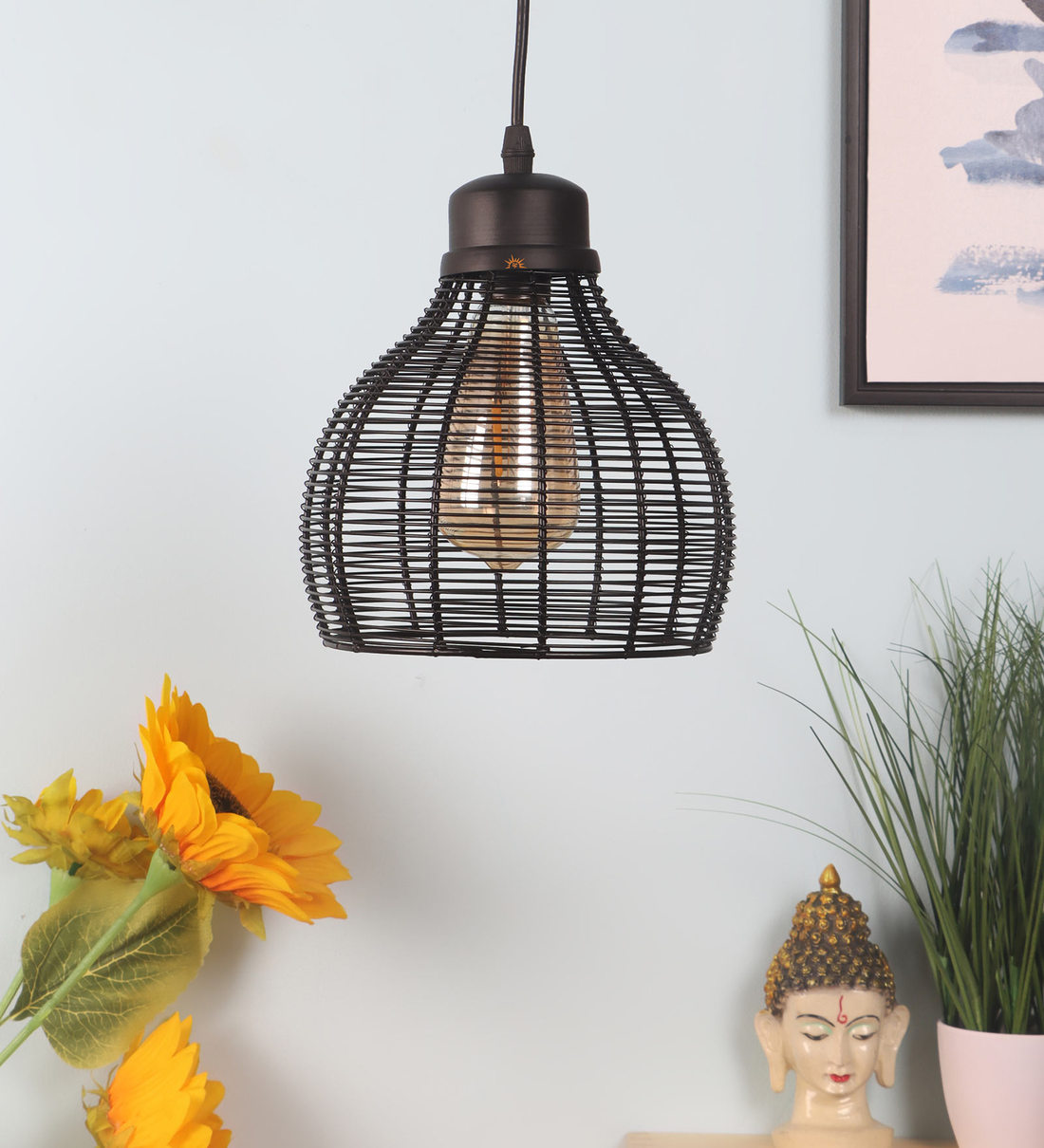 Meville Hsaka Black Iron Hanging Light, By DecorativeRay