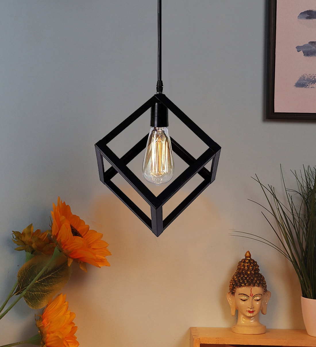 Issac Black Metal Hanging Light, By Greywings