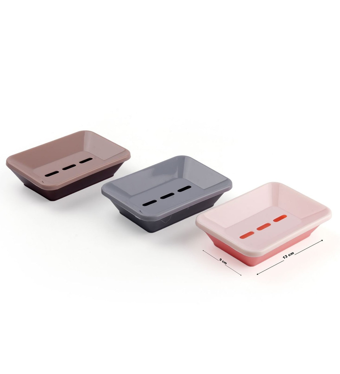 Multicolour Plastic Stylish Soap Dish (Set of 3), By Regalo