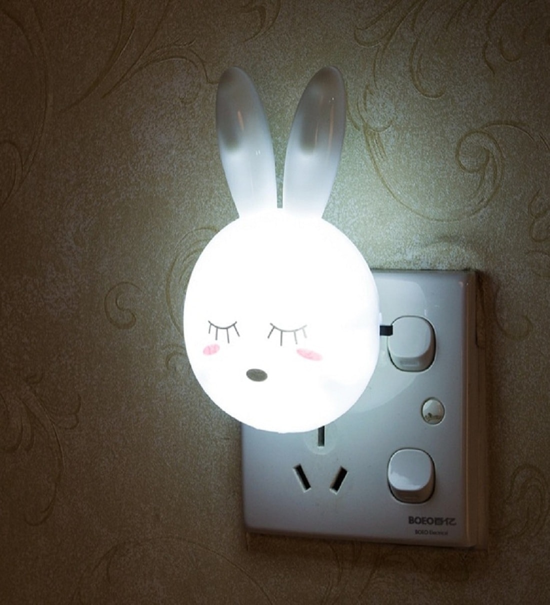 White Rabbit LED Plug-in Wall Socket Night Lamp, By Skylofts