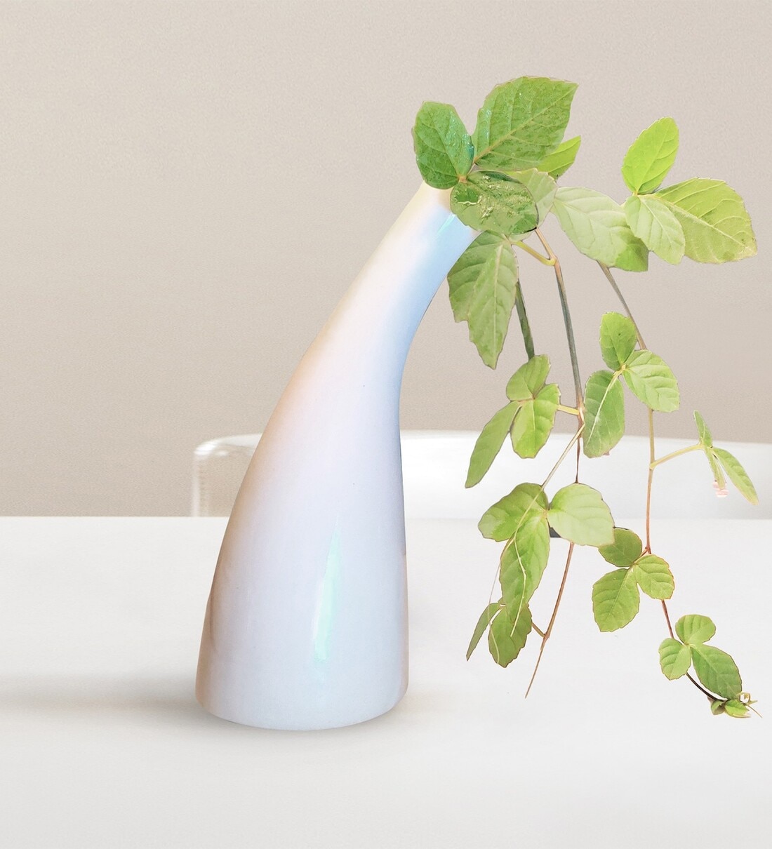 Eclectic White Ceramic Planter, By Gold Dust