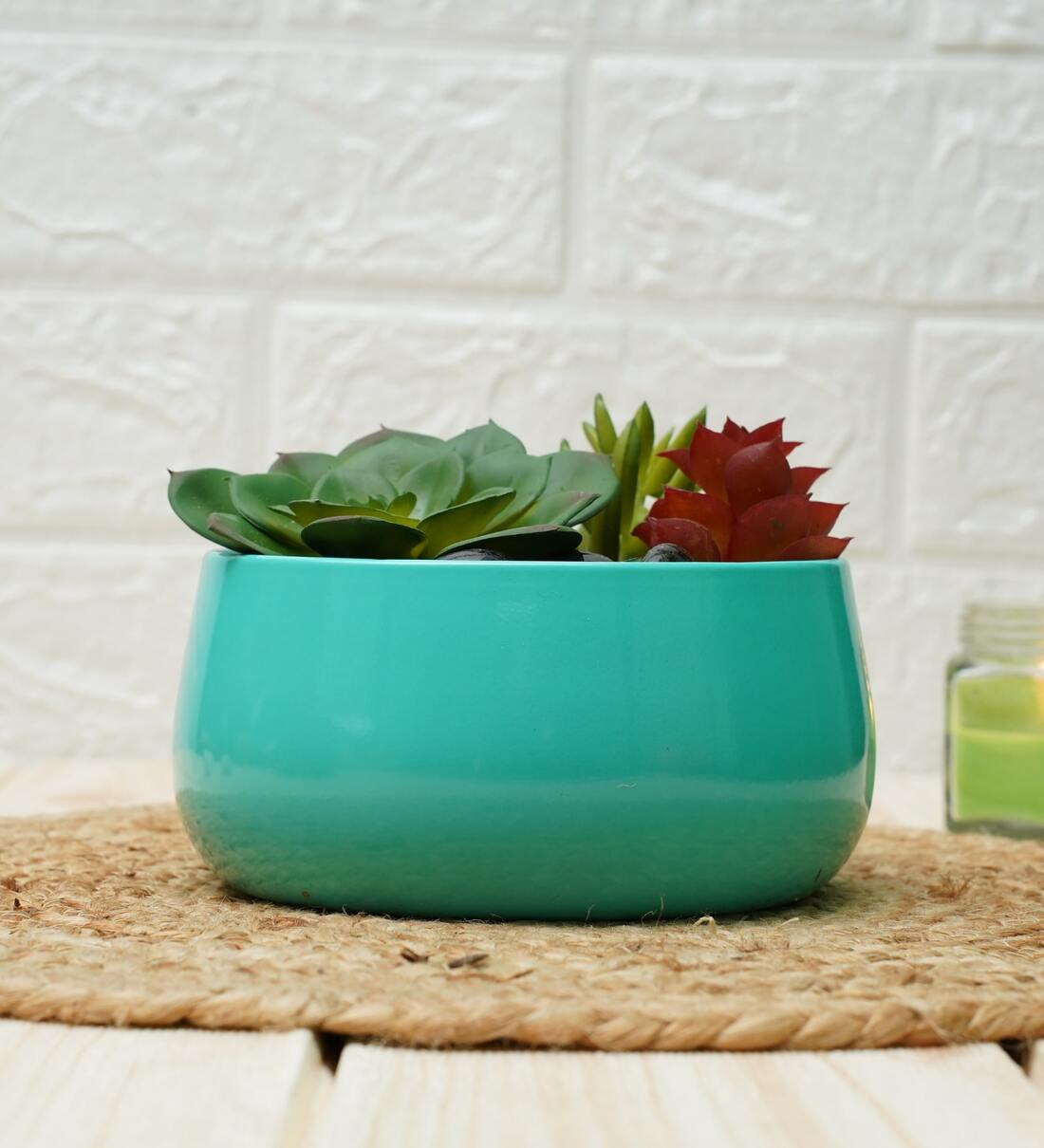 Cyan Metal Handi Planter , By Gold Dust