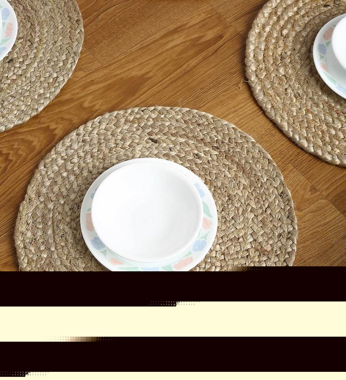 Solid Reversible (14x14) Natural Brown Jute (Set of 2) Placemat, By Hosta Homes