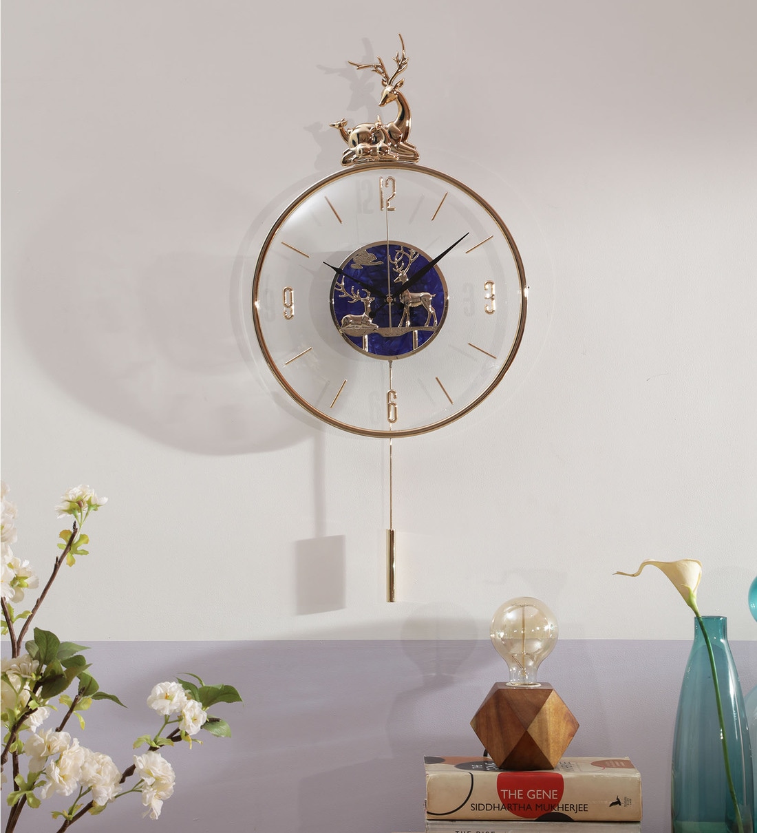 Green Plastic Reindeer Pendulum Clock, By FunkyDecors