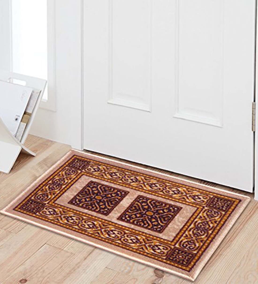 Multicolor Abstract Polyester 15 x 23 Inches Anti Skid Door Mat, By Status