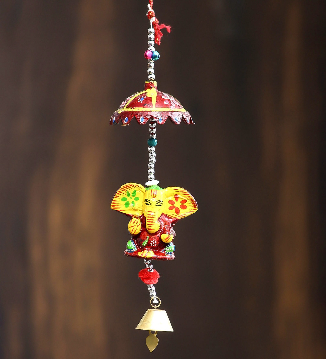 Multicolor Metal Handcrafted Decorative Lord Ganesha Hanging Bell, By eCraftIndia