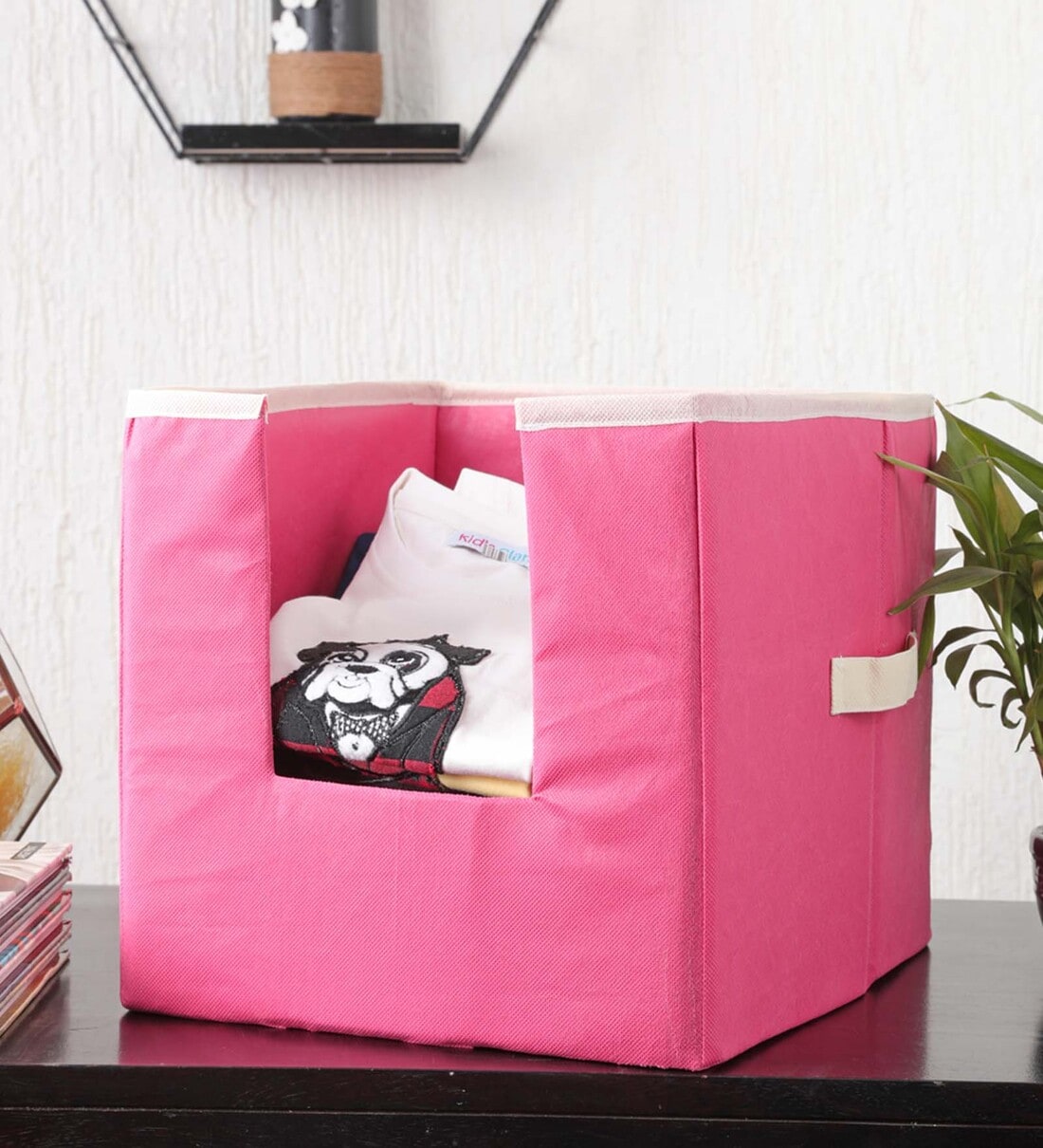 Pink Solid Polypropylene Foldable Cloth Organiser, By My gift booth