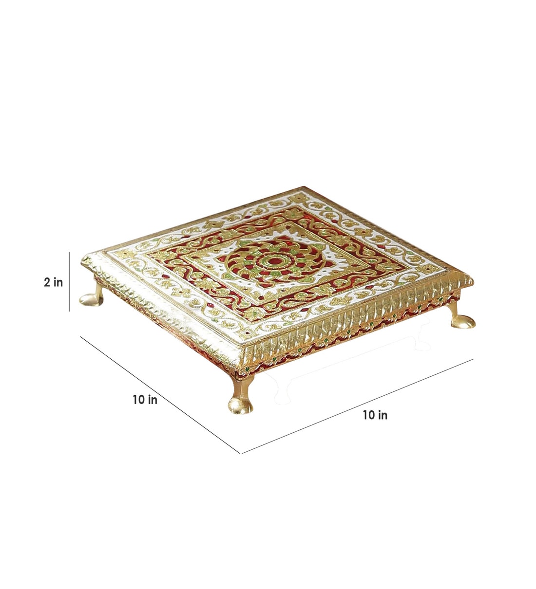 MDF With Brass Sheet Pooja Chowkie, By Art of Jodhpur