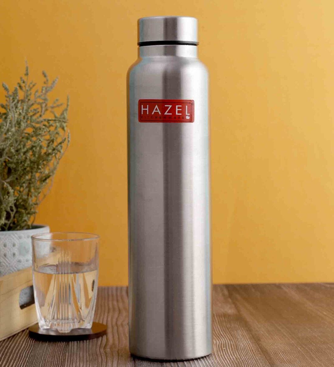 Silver 1 Ltr Silver Stainless Steel Bottle, By Hazel