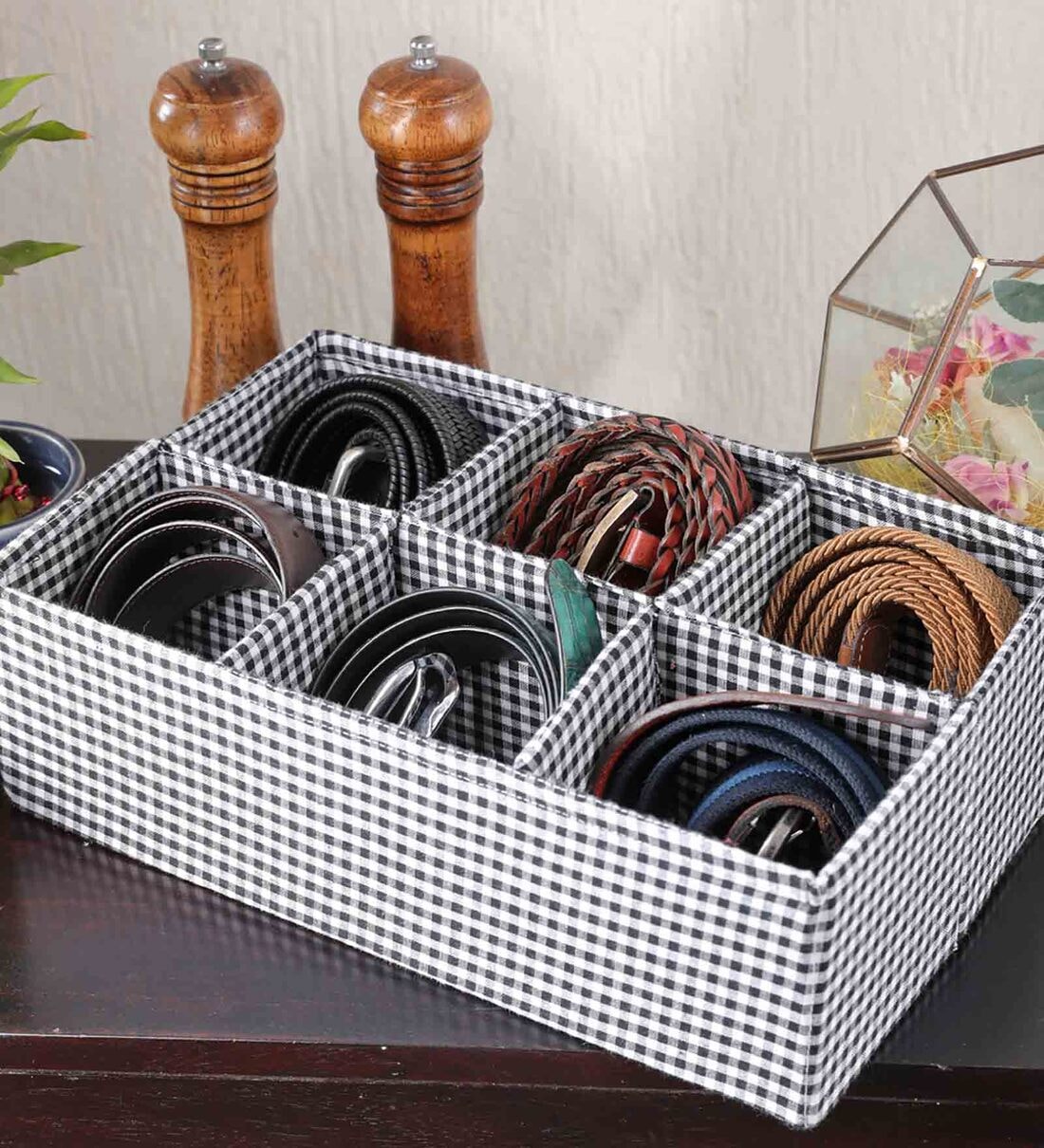Black and White Cotton Tie & Belt Drawer Organisers, By My gift booth