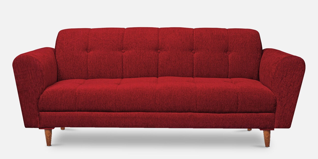 Milan Fabric 3 Seater Sofa in Maroon Colour, By Seventh Heaven