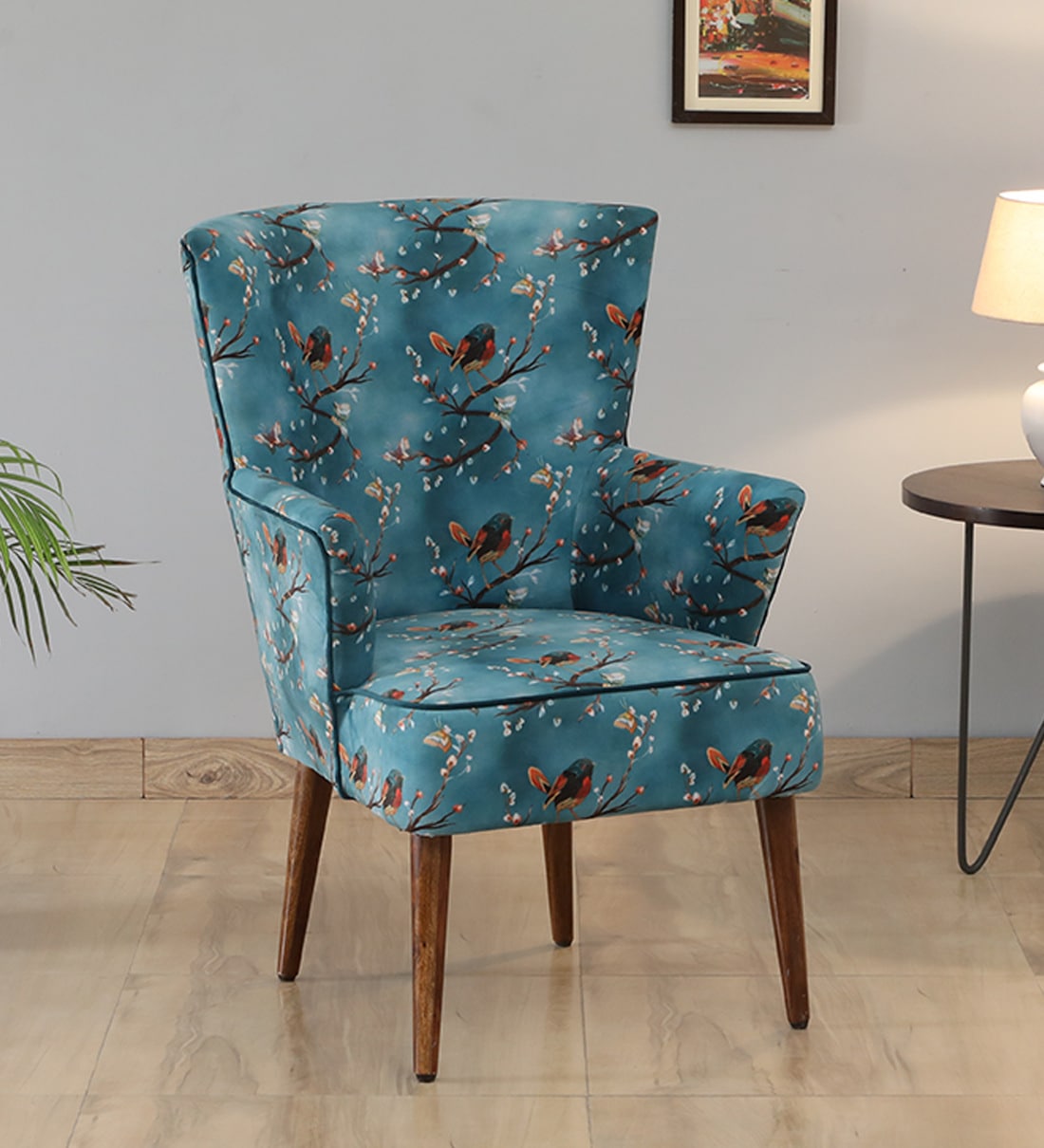 Oslo Fabric Wing Chair In Multicolour, By Globally Indian