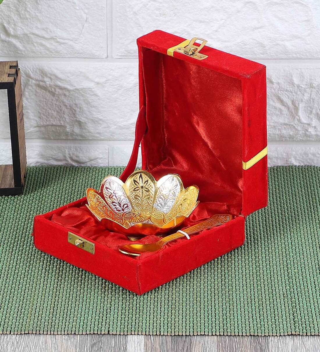 Antique 60ml Silver Aluminium Dinner Bowl with Spoon, By Amaya Decors