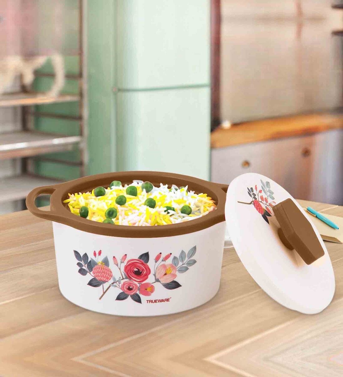 Florra Brown 1000ML Plastic & Steel Thermoware Casserole, By Trueware