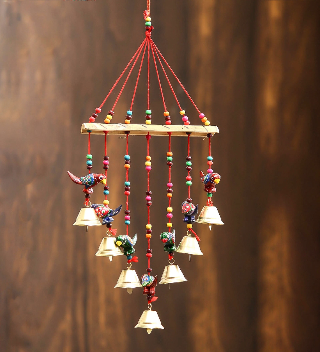 Multicolor Metal Handcrafted Decorative Parrot Hanging Bell, By eCraftIndia