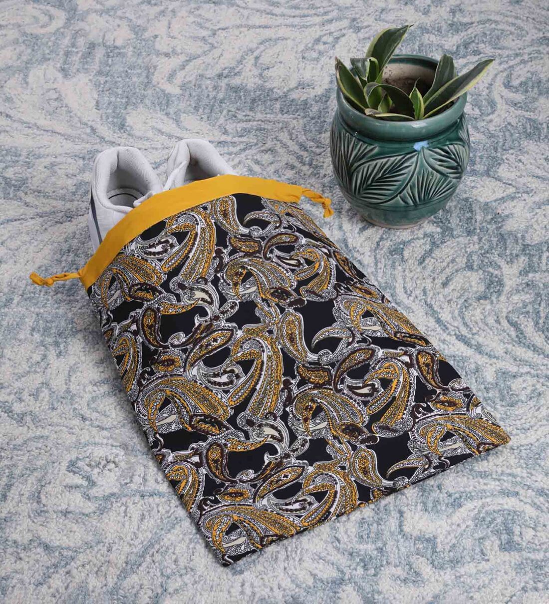 Brown and Black Cotton Foldable Set Of 2 Shoe Organizers, By My gift booth