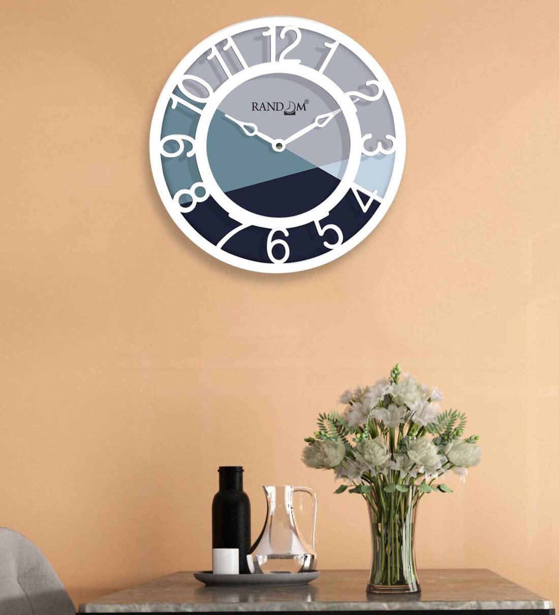 White Plastic Contemporary Modern Wall Clock, By Random