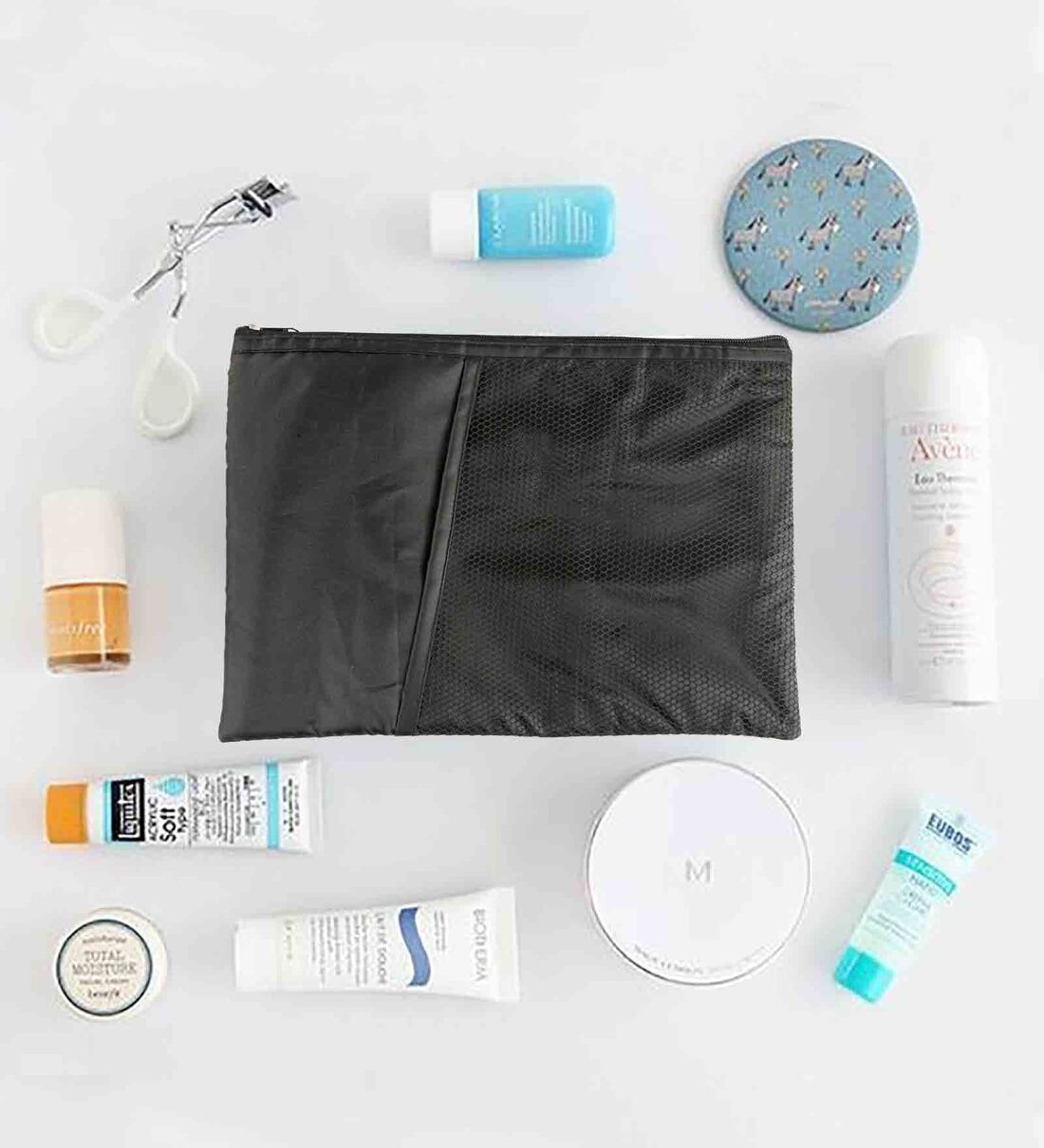 Black Polyester Non Foldable Travel Pouch, By My gift booth