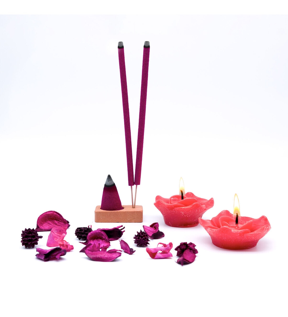 Rose Floating Candles & Incense Stick Home Fragrance Decor Gift Set (Set Of 10), By Iris