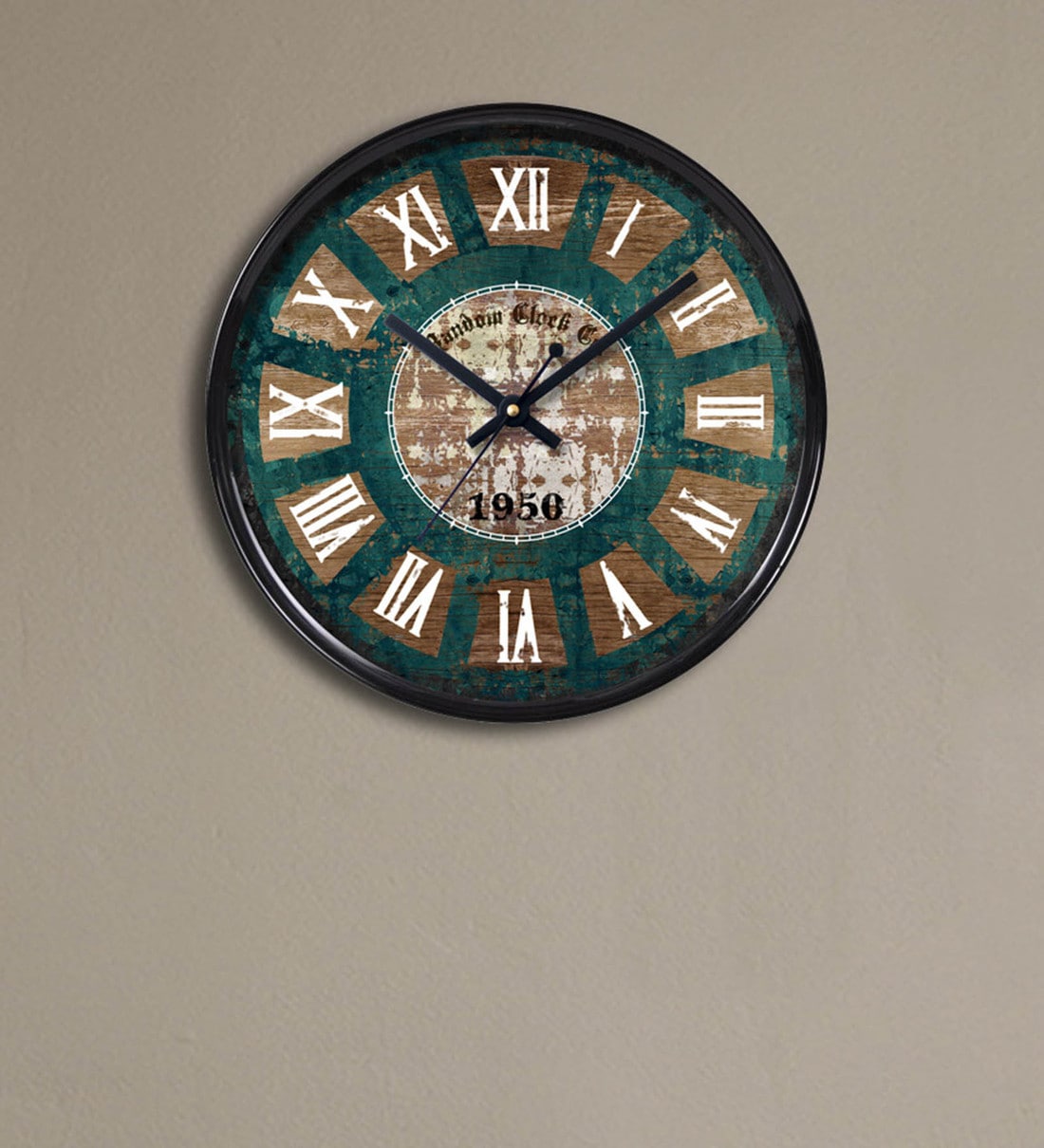 Black Plastic Edge Vintage Wall Clock, By Random