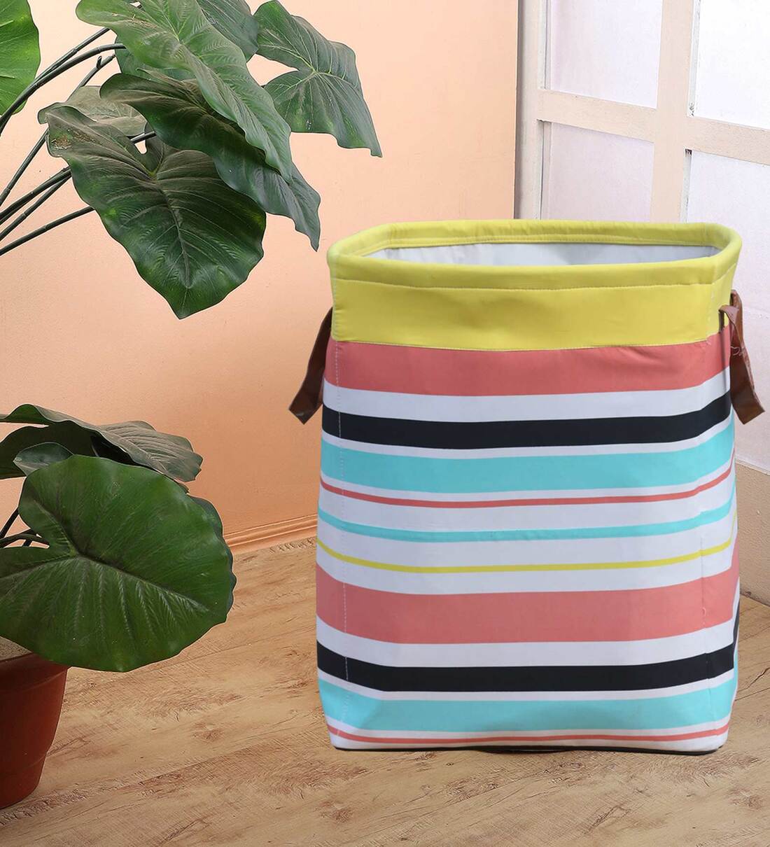 Multicolor Polyester Foldable 55 Litres Laundry Basket, By My gift booth