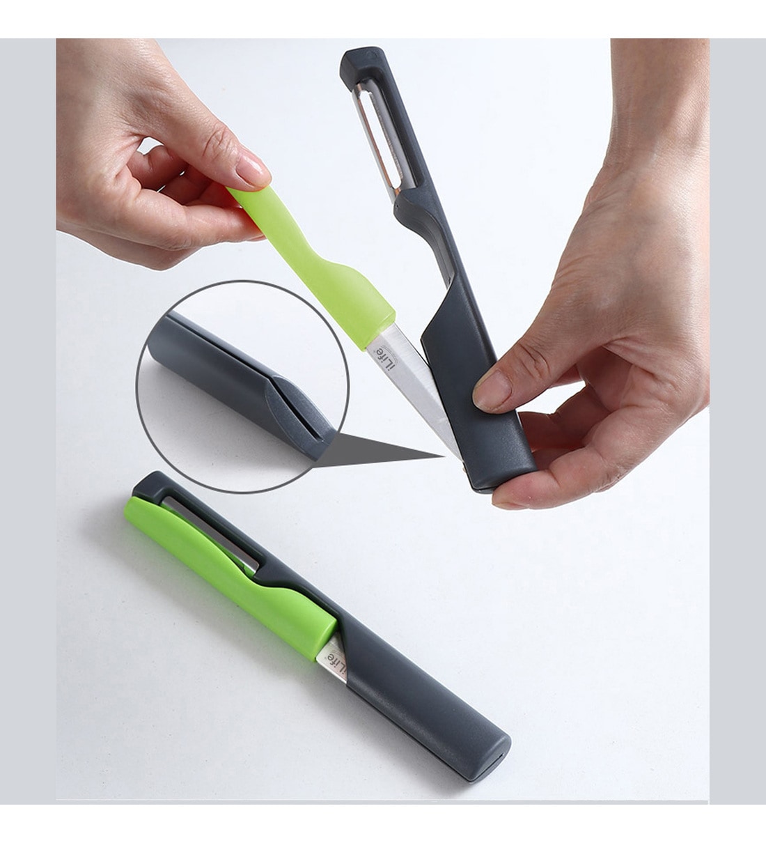 Multi Functional Green & Grey Stainless Steel Grater, By ILIFE