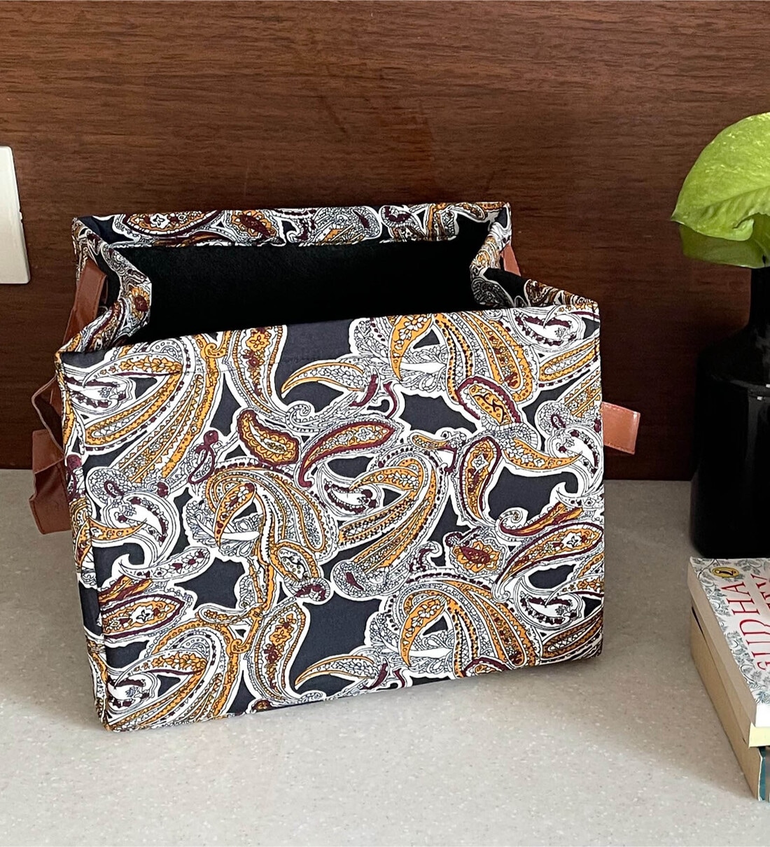 Brown and Black Cotton Foldable Cloth Organiser, By My gift booth