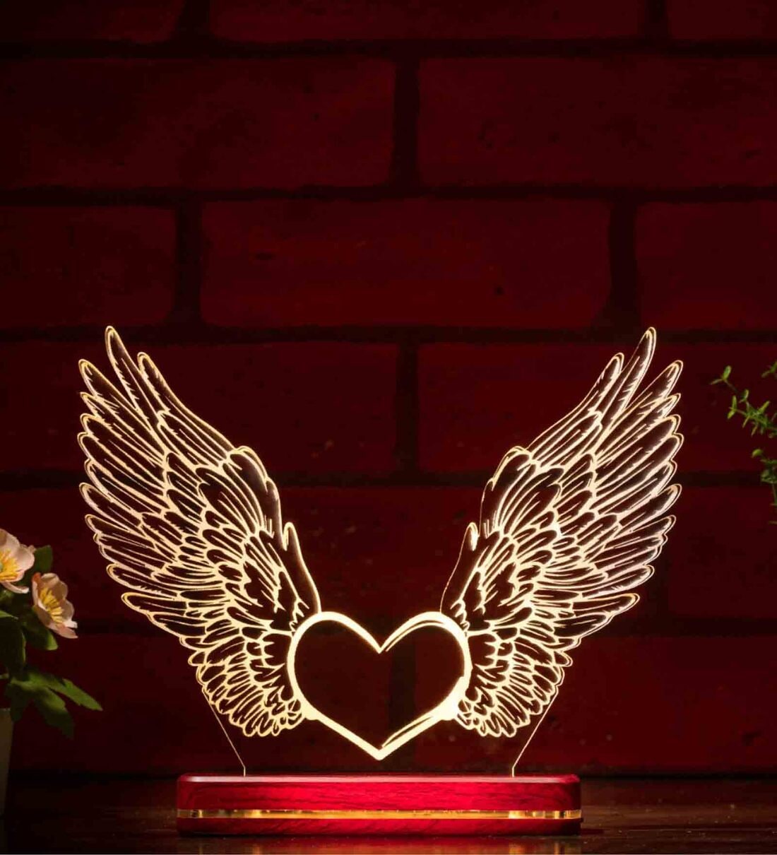 ABS Plastic Heart With Wings  Table LED Lights, By LIT Lamps