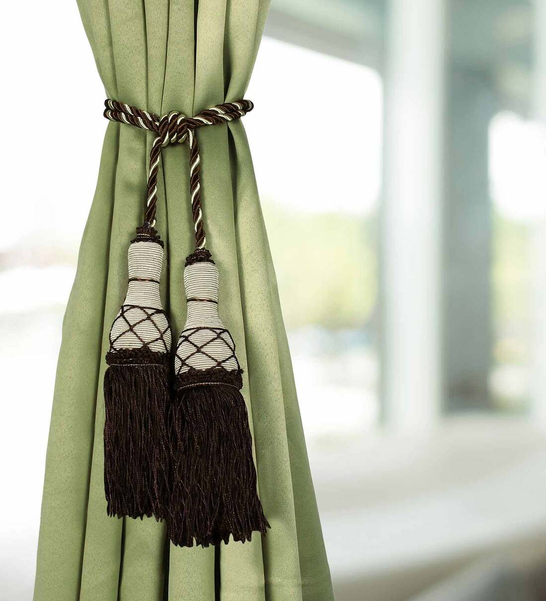 Brown Polyester (Set of 4) Curtain Tie Backs, By Story@Home